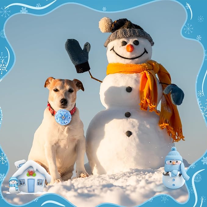 50 Pcs Winter Dog Collar Bows Bulk Blue and White Snowflake Bow Ties Flower Charms Attachment for Small Medium Large Dogs Cats Collar Winter Holiday Costume Accessories