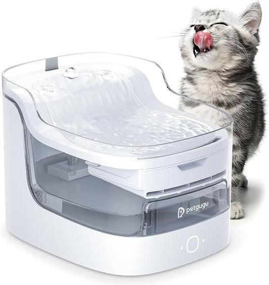 Cat Water Fountain 2L Automatic Pet Water Dispenser for Cats and Dogs 8-Layer cat Fountain Filter 2.4G WiFi Food-Grade Material Ultra-Quiet(PF1L)