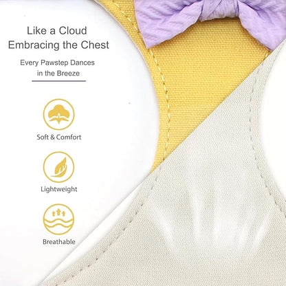 Small Dog Harness with Leash and Bow Tie, Cute Breathable Puppy Harness Easy for Walking, No Pull No Choke Escape Proof Pet Harness, Yellow & Purple XS