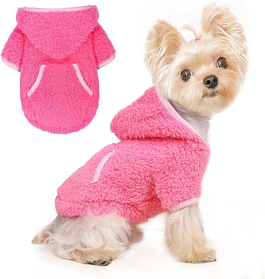 Dog Sweater Dog Winter Clothes for Small Dogs Boy Girl Pet Hoodies Puppy Cold Weather Coats Fall Doggie Sweatshirt for Chihuahua Yorkie Cat Sweater Costumes (Rose, X-Small)
