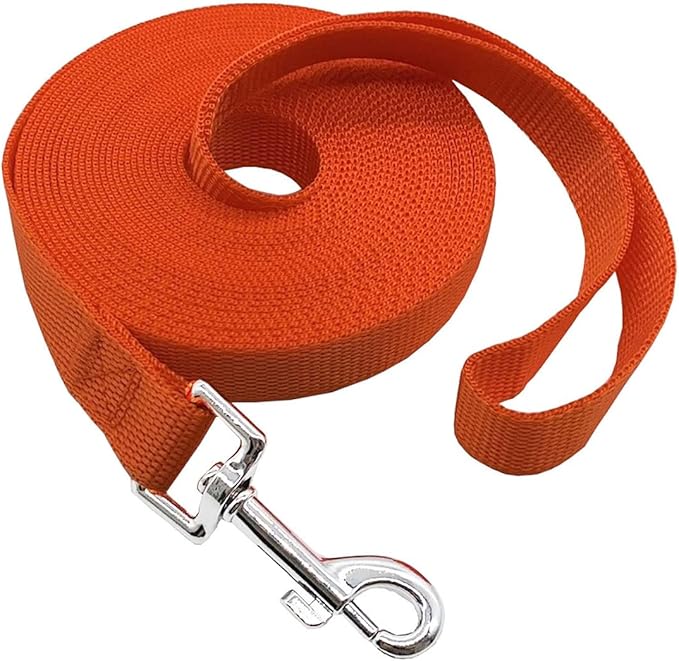 Nylon Training Dog Leash for Small Medium Large Dogs, 15ft 20ft 30ft 50ft Long Leash Dog/Puppy Lead for Obedience Recall Training, Camping (1" x 20ft, Orange)