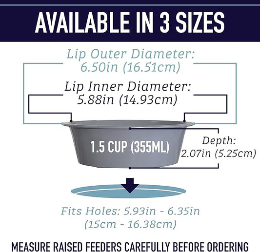 Leash Boss Slow Feeder Dog Bowls - 1.5 Cup, Puzzle Dog Food Bowl with Feeder Holes, Fits into Elevated Pet Feeders, Slow Eating for Large, Medium & Small Sized Breeds, Blue
