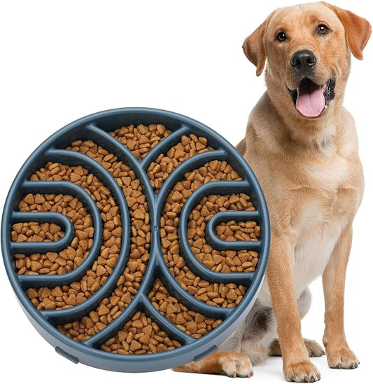 WHIPPY Slow Feeder Dog Bowls Anti-Choking Maze Dog Food Bowl Anti-Slip Interactive Dog Puzzle Feeder Dog Bowl Pet Bowl for Large Medium Dogs,Dark Blue