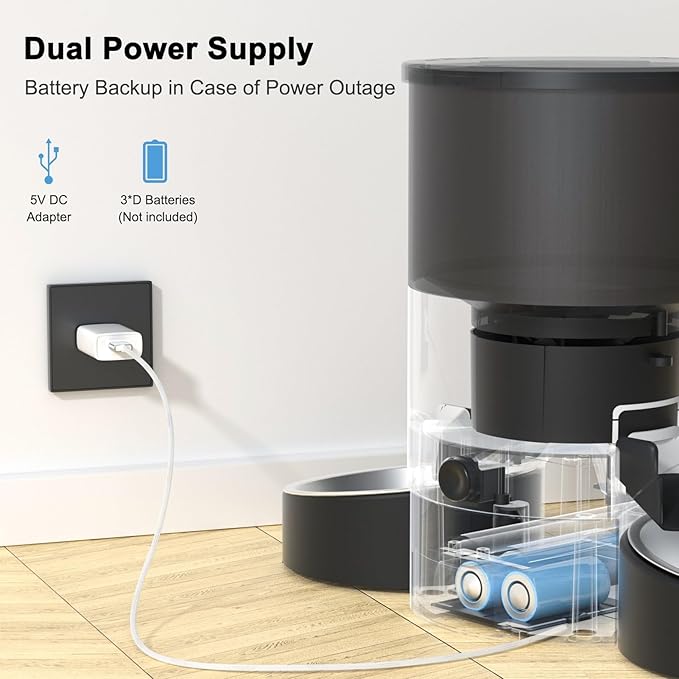 Automatic Cat Feeder for 2 Cats, 3L Food Dispenser SURDY Auto Cat Feeder with 2 Stainless Bowls (Black, 3L)