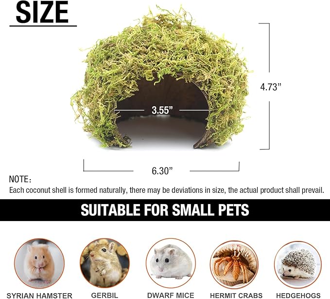 SanmooAio Hamster Hideaway/Hideout,Mossy Cave Hide,Hamster House/Hides,Hamster Cage Accessories for Gguinea Pig/Hedgehogs/Gliders/Rats/Mice and Other Small Animals(Set)