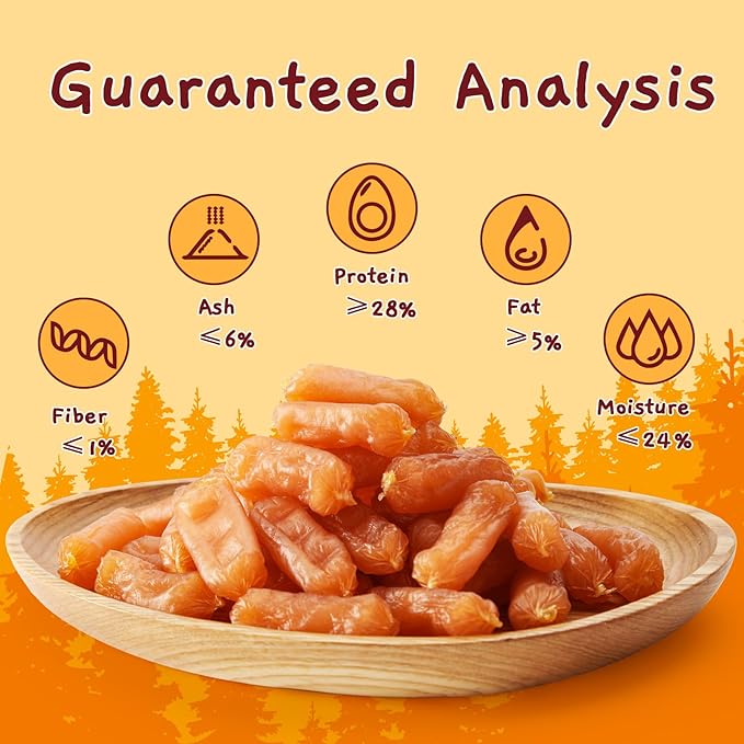 Jungle Calling Chicken Sausage Dog Treats, Slow Roasted Chicken Jerky for Small & Medium Dogs, Grain-Free, High-Protein Chewy Dog Training Treats, 10.6 oz