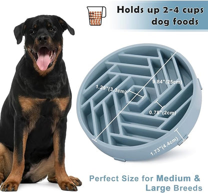 TOBYTO Slow Feeder Dog Bowls Large Medium Breed,Anti-Choking Slow Eating Dog Food Bowl,Non Slip Pet Slower Food Feeding Bowls Large Puzzle Slow Feeder Bloat Stop Maze Dog Dishes,Mist Blue