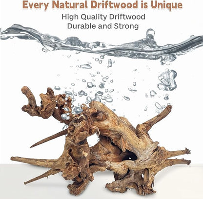 PINVNBY Natural Large Driftwood for Aquarium Fish Tank Decorations, Driftwood for Reptile Tank Bearded Dragon Tank Accessories Terrarium Decor (7.5 to 14.5 inches / 2 Pack)