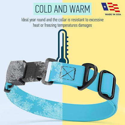 Dogline Biothane Waterproof Dog Collar with Herm Sprenger Black Stainless Steel Quick Release Buckle – Heavy Duty Tactical Durable Collar for Dogs – Comfortable and Safe Pet Collar, W 3/4" L 12-19"