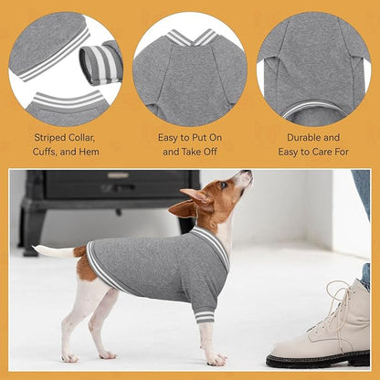 Dog Sweaters for Large Dogs, Brushed Fleece Dog Sweater Baseball Jacket Large Pet Sweater Clothes Soft Warm Boy Girl Pet(Gray-L)