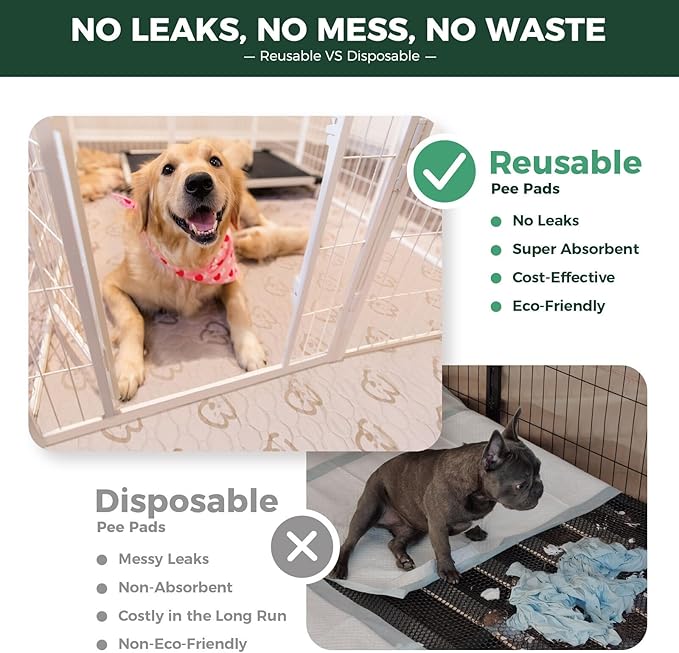 FXW Washable Pee Pads for Dogs, Puppy Pads with Super Absorbent, Specifically Designed for FXW Rollick/Homeplus 24inch 8 Panels Dog Playpen, 63" Square, Khaki, 1 Pack