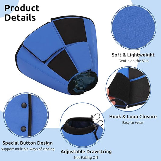 Queenmore Dog Cone XL, Soft Dog Cones for Large Dogs After Surgery, Cone for Dogs to Stop Licking, Elizabethan Collar for Pet, Alternative to Recovery Collar for Large Breeds, Blue XL