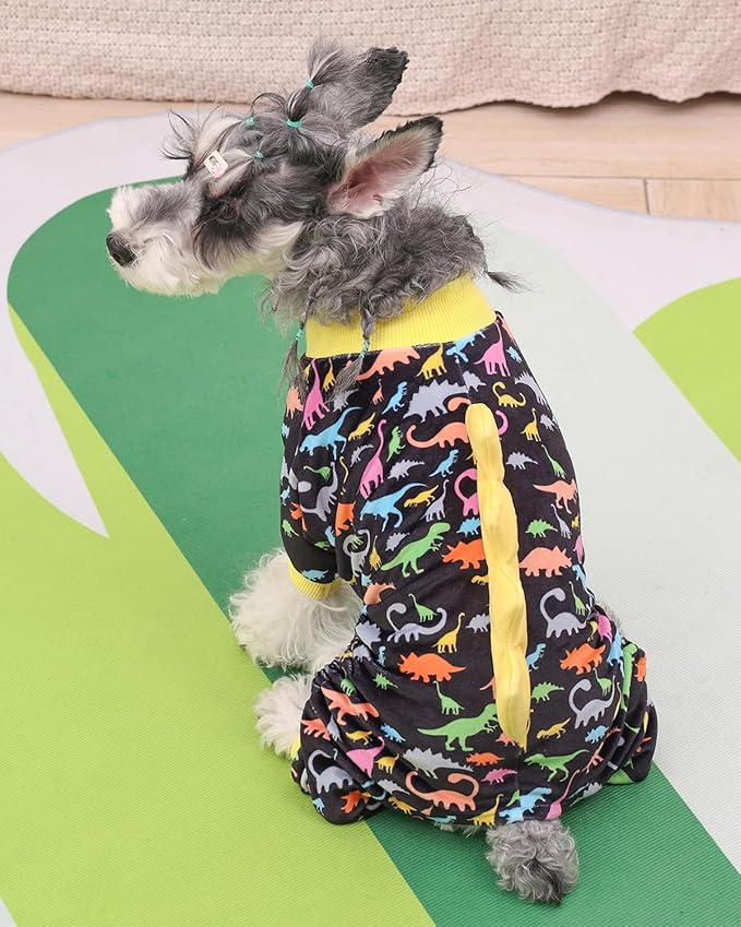 CuteBone Dinosaur Costume Dog Pajamas, Stretchy Spandex Crystal Velvet Sleepwear Coat for Small Dogs, Soft & Warm Pet Outfit Clothes for Cold Weather, Cozy Pullover Design COSP01XS