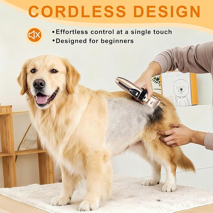 Dog Clippers for Grooming, Low Noise, Electric Quiet, Adjustable Clipper Comb for Dog Grooming Kit, Pet Hair Clippers Grooming kit for Dogs at Home