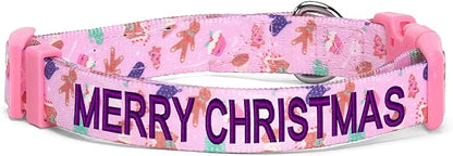Pawtitas Personalized Dog Collar Dog Soft Adjustable Puppy Collar Customizable Embroidered add Pet Name Phone Number or Phrase Medium Christmas Cookies
