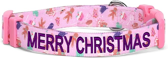 Pawtitas Personalized Dog Collar Dog Soft Adjustable Puppy Collar Customizable Embroidered add Pet Name Phone Number or Phrase Large Christmas Cookies