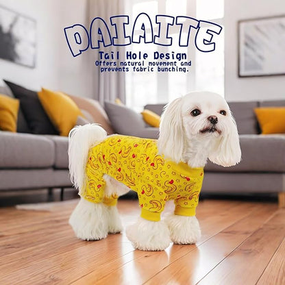 Paiaite Dog Pajamas Onesie: Comfortable Four-Legged Apparel for Small, Medium, & Large Dogs, Polyester Material for Comfort, Wrinkle Resistance, Moisture Wicking, Stretchiness Rotating Duck S