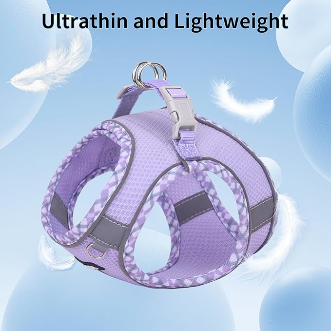 AIITLE Escape-Proof Dog Harness - Extra Soft Jacquard Fabric with Moisture-Wicking Lining, Adjustable Fit for Boston Terrier, Pekingese - Running, Playdates, Outdoor Adventures (Purple, L)