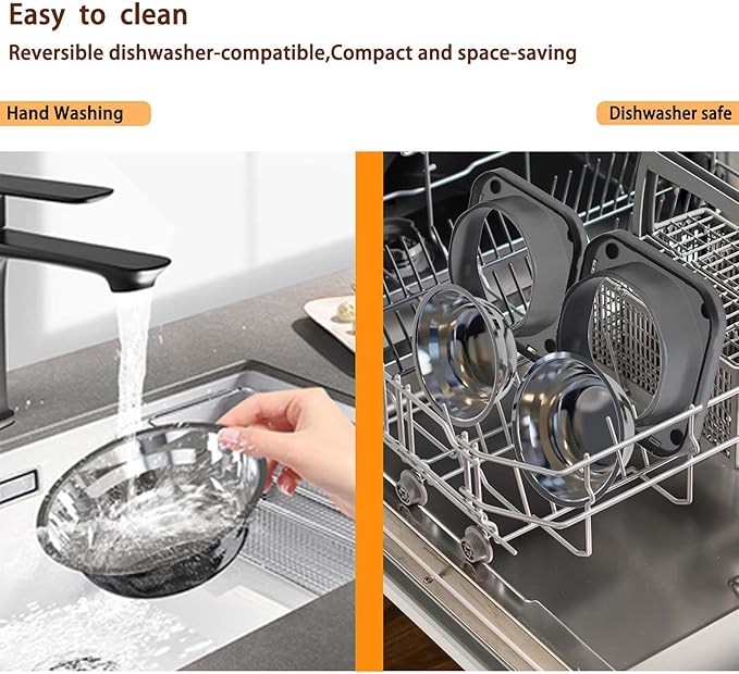 Set of 2 Stainless Steel Dog Food and Water Bowl with Puzzle Dish, Freely Combinable Feeding Set for Dogs Cats, Spill Proof Neater Dog Bowls, Pet Feeder Bowl for Puppy Small Breeds