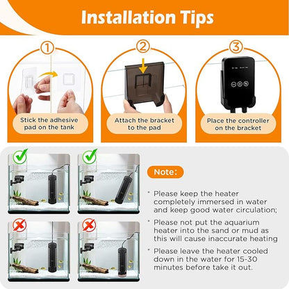 AQQA Aquarium Heater 1200W for Large Fish Tanks 170-290 Gallon Submersible Pond Heater with Overheat & Dry-Run Intelligent Protection System for Freshwater and Saltwater (1200W for 170-290Gal)