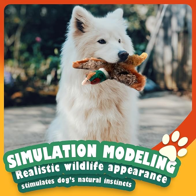 ALL FOR PAWS Dog Interactive Pheasant Toys, Squeaky Dog Toys, Stuffed Animal Dog Hunting Plush Toy, Large