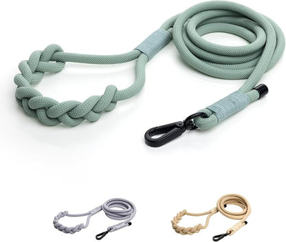 2025 New Edition, Fei & Eve Hand-Braided Dog Leash, 4FT | SP Cotton Material | Heavy Duty Training | Comfort Grip Handle for Small/Medium/Large Dogs, Green