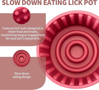 Dog Lick Bowl, Bestalk Anxiety Relief Slow Feeder Dog Lick Mat Treat Dispenser, Non-Slip Licking Bowl Enrichment Toys for Small Medium and Large Breed Dogs, BPA Free Silicone(Rose,S)