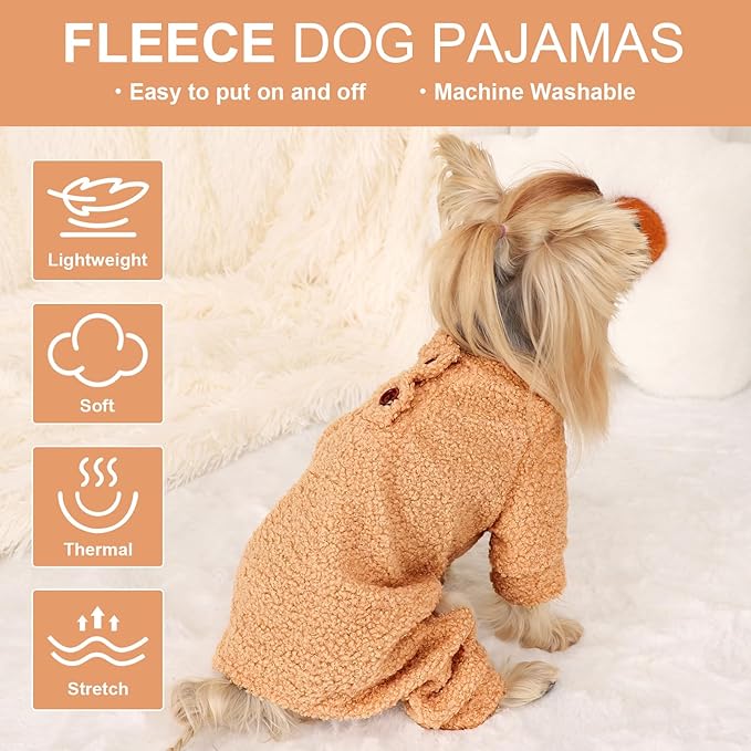 Dog Pajamas Small Sized Dogs Boy Girl Small Dog Sweater Fleece Puppy Clothes Jammies Doggie Pjs Chihuahua Fall Winter Warm Onesies Jumpsuit Clothing Pet Male Female