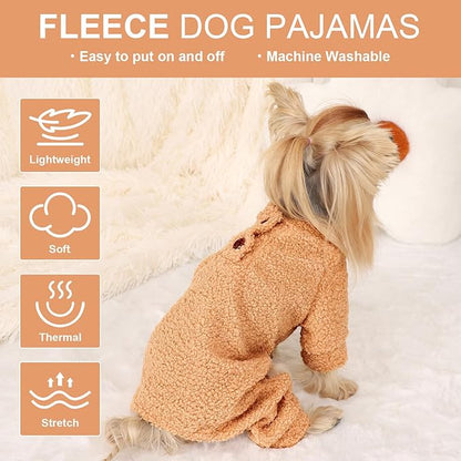 Dog Pajamas Small Sized Dogs Boy Girl Small Dog Sweater Fleece Puppy Clothes Jammies Doggie Pjs Chihuahua Fall Winter Warm Pet Onesies Jumpsuit Clothing Male Female