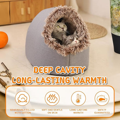 Winter Warm Pet Cave Bed, 2026 New Winter Cozy Cat Tent for Indoor, Soft Plush Cozy Indoor Nest with Non-Slip Bottom for Small Medium Dogs, Cats (Dark Gray, L, 20 * 16 * 15inches)