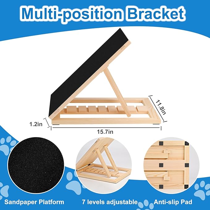 Dog Nail Scratch Pad with Sandpaper Filing Replacement Sandpapers Included and Non-Slip Pad, Scratch Board Trimming Tool Alternative to Dog Nail Clippers and Grinders (Without Treat Box)