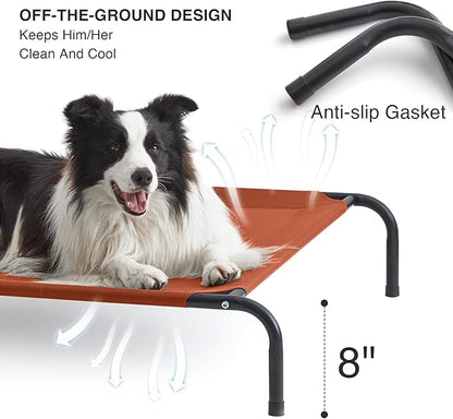 Love's cabin Elevated Cooling Dog Bed for Large Dogs, Portable Indoor & Outdoor Raised Pet Dog Cat Cot, Durable Summer Frame with Breathable Mesh, Terracotta, 48 inches