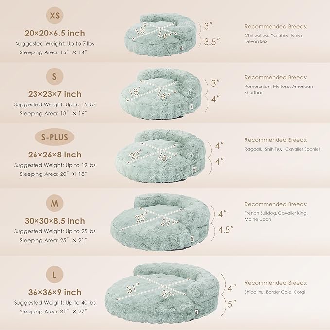 EHEYCIGA Medium Dog Bed and Large Cat Couch – Fluffy Faux Rabbit Fur Pet Sofa for Small and Medium Dogs, Washable Removable Cover, Waterproof and Non-Slip, 30 Inch, Sage Green