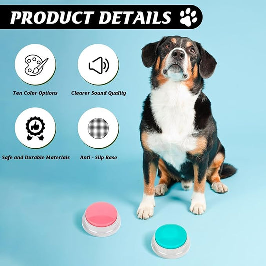 10 Color Voice Recording Buttons for Dogs Dog Training Communication Buttons with 30 Sec Record and Playback,Pet Training Buzzer for Puppy Cats, Funny Gift for Study Office Home Pet Lovers (10 Pack)