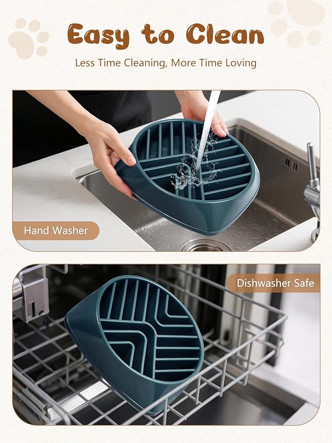 KASBAH Slow Feeder Dog Bowls Large Breed, Holds 5 Cups Wet or Dry Food for Large and Medium Dogs,Puzzle Maze for Fast Eaters,Square Base,Non-Slip, Made Without BPA,Helps Prevent Bloat & Aid Digestion