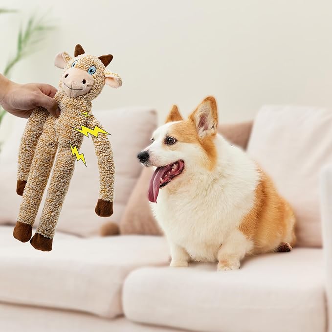 Raccoon No Stuffing Dog Toys for Large Dogs, Squeaky Crinkle Interactive Dog Animals, Plush Teething Toys to Keep Them Busy, Cute Funny Dogs Gifts for Small Medium Large Breed