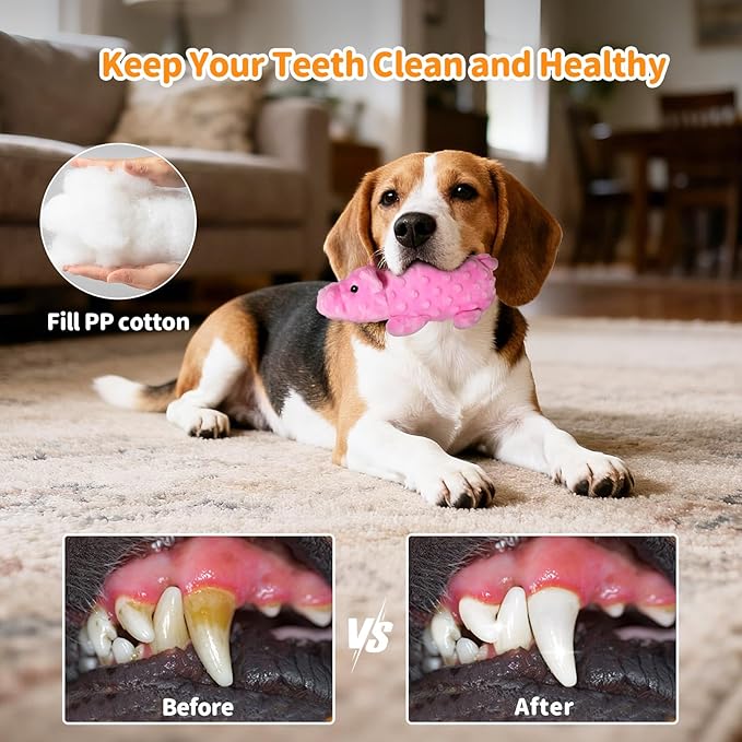 Plush Squeaky Dog Toys, 3 Pack Soft Stuffed Animals Dog Toy with Squeaker, Interactive Crinkle Dog Toys, Puppy Teething Chew Toy for Small, Medium & Large Breeds