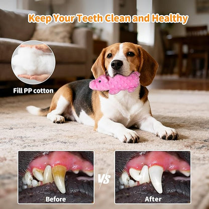 Plush Squeaky Dog Toys, 3 Pack Soft Stuffed Animals Dog Toy with Squeaker, Interactive Crinkle Dog Toys, Puppy Teething Chew Toy for Small, Medium & Large Breeds