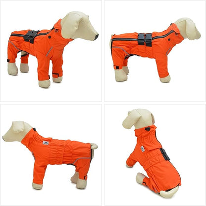 Dogs Waterproof Jacket, Lightweight Waterproof Jacket Reflective Safety Dog Raincoat Windproof Snow-Proof Dog Vest for Small Medium Large Dogs Orange M