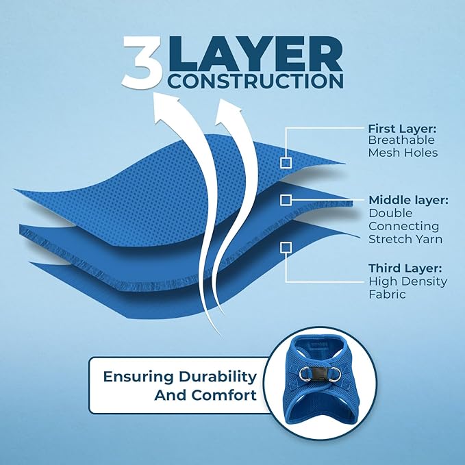 Voyager Step-in Air All Weather Mesh Harness and Reflective Dog 5 ft Leash Combo with Neoprene Handle, for Small, Medium and Large Breed Puppies by Best Pet Supplies - Set (Royal Blue), XS