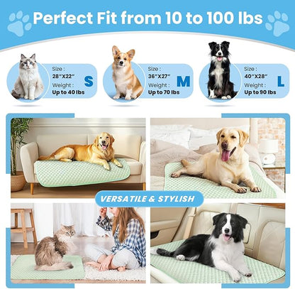 Mora Pets Dog Cooling Mat Instant Pet Cooling Pad for Dogs & Cats, Breathable Washable Summer Dog Cool Mat Non-Slip Bottom Indoor Outdoor, Cold Blanket for Floor Crate Use Medium 36'' x 27'' Green