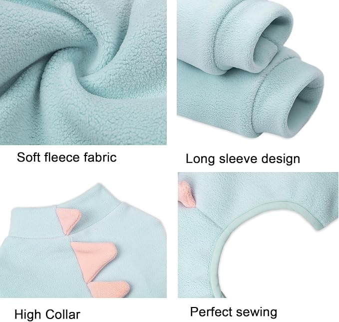 Halloween Fleece Dinosaur Dog Pajamas Adorable Costume French Bulldog Holiday Outfit Pet Cute Puppy Hoodie Cosplay Animal Costume for Small Medium Dog Christmas Winter Coat