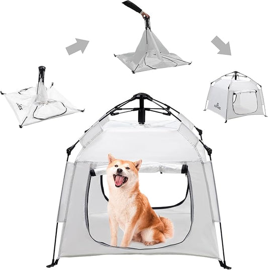 Outdoor Pet Automatic Camping Tent, Pop up Cave Bed for Indoor Cats and Small Dogs, Portable Cat House Dog House, White.
