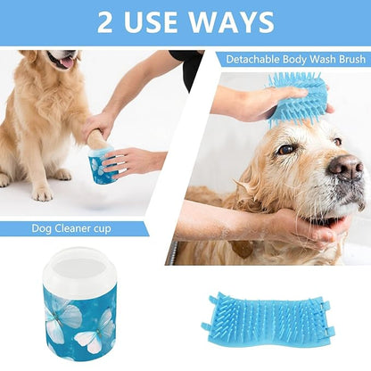 Dog Paw Cleaner Mudbuster Dog Foot Washer for Small Medium Large Dogs Cats Premium Pet Supplies Ink Blue Butterfly