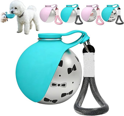 Foldable Pet Water Bottle for Travel, Reliable Dog Walking Accessories, Portable Dog Water Bowl. Leak Proof 2-in-1 Stainless Steel Dispenser, Compact Puppy Hydration Cup, Outdoor Hiking Gear