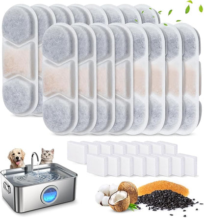 16 Pack Dog Fountain Filter Replacement for Zuqqony 12L/3.2Gal Stainless Steel Large Cat Water Fountain, DYSJ01 Dog Water Bowl Dispenser for Large Dogs or Multi-Pet Home