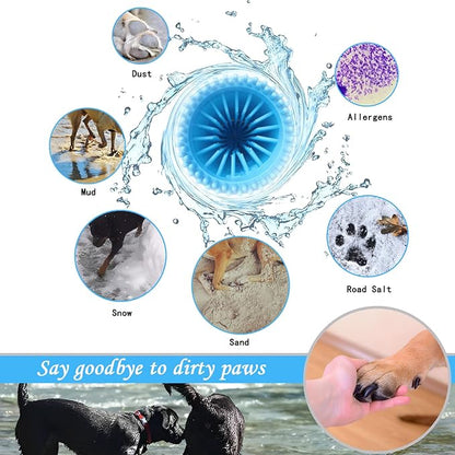 Dog Paw Cleaner & Washer for Large/Extra Large Breeds - Muddy Paws Easy Cleaning Cup for Big Dogs - Includes 3 Absorbent Towels(Blue)