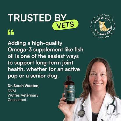 Wuffes Advanced Omega 3 Fish Oil for Dogs, Natural EPA & DHA Fatty Acids, Supports Healthy Skin and Coat, Joint Nutrition, Digestion & Immune System - 100% Pure Wild Alaskan Fish Oil - 8 Oz