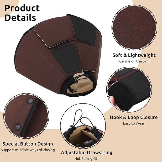 Queenmore Dog Cone XL, Soft Dog Cones for Large Dogs After Surgery, Cone for Dogs to Stop Licking, Elizabethan Collar for Pet, Alternative to Recovery Collar for Large Breeds, Brown XL