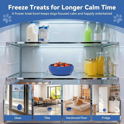 Dog Lick Bowl, BPA-Free Silicone Slow Feeder Lick Mat for Small and Medium Dogs, Non-Slip & Dishwasher Safe (Dark Blue,L)